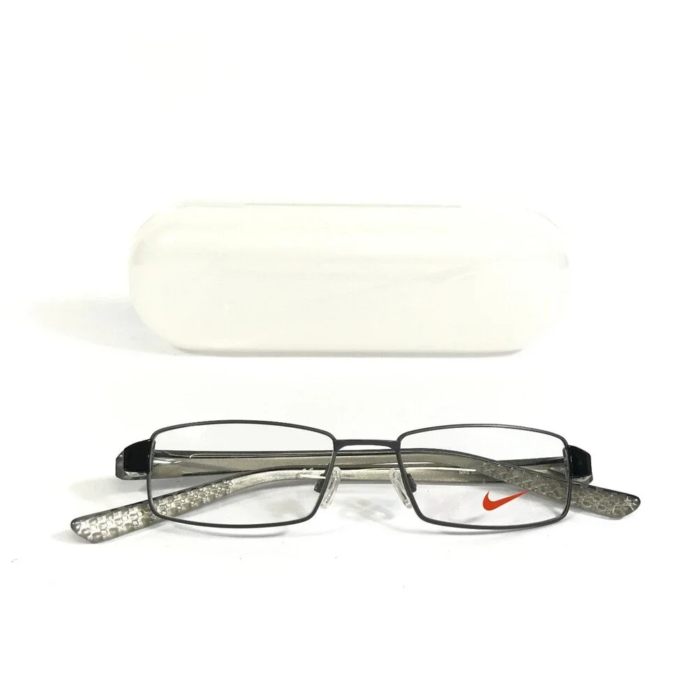Nike Eyeglasses Frames 8065 013 Matte Dark Gunmetal Black Wire Rim 51-17-145